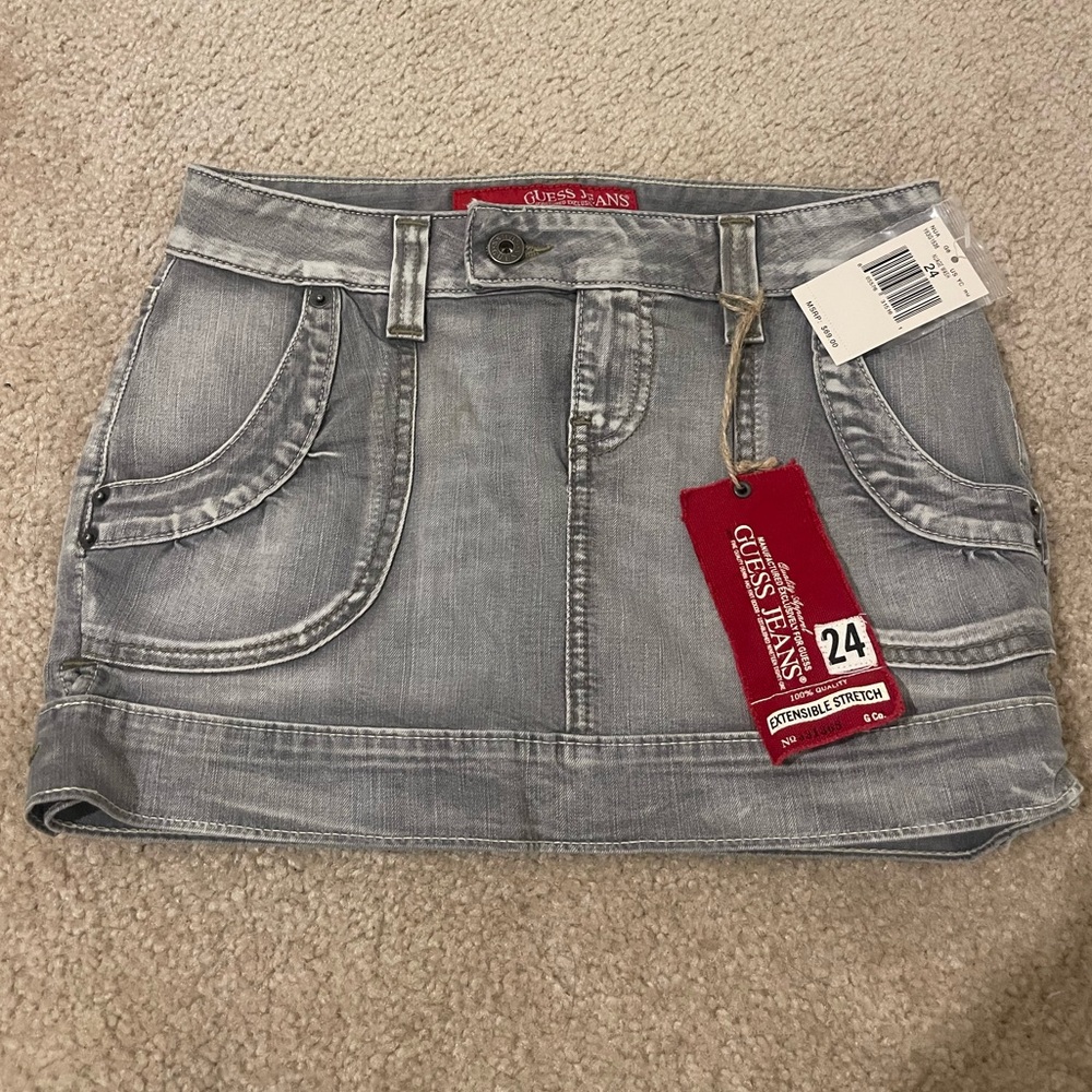 GUESS Light Gray Denim Mini Skirt